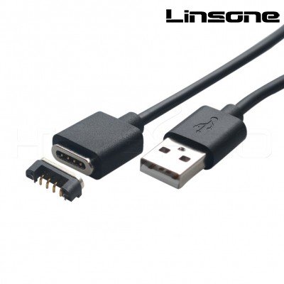 Magnetic 4 pin pogo connector overmold USB data cable